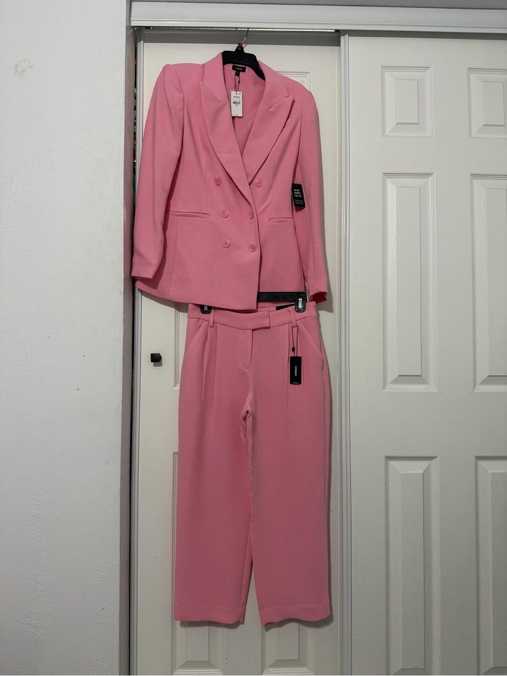 Express Pink Double-Breasted Blazer and Matching Trousers